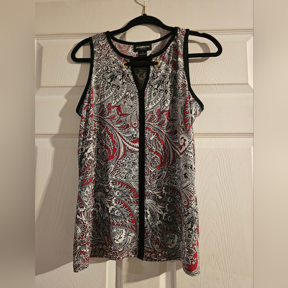 Liz Claiborne - Women's Paisley Top - Red and Black